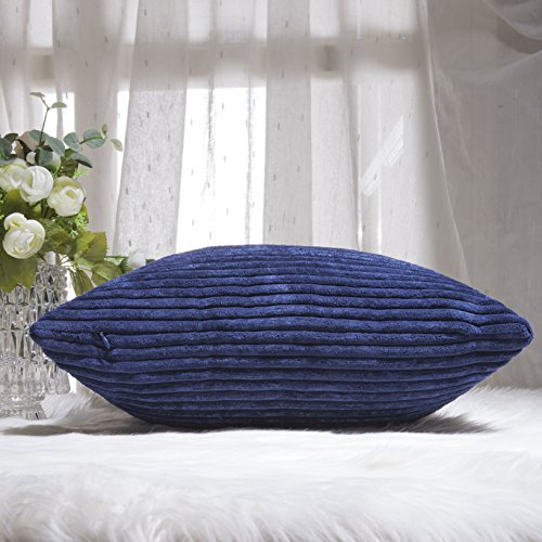 image for Home Brilliant Decorative Plush Striped Velvet Corduroy Oblong Rectang