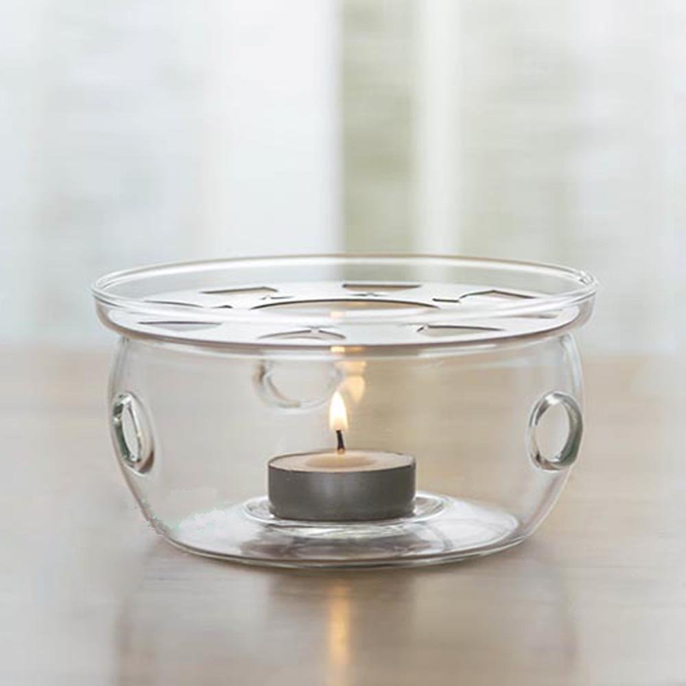 TAMUME Crystal Clear Glass Teapot Warmer for Tealight Holders with Tealight Gifts Suitable for Small and Large Teapots