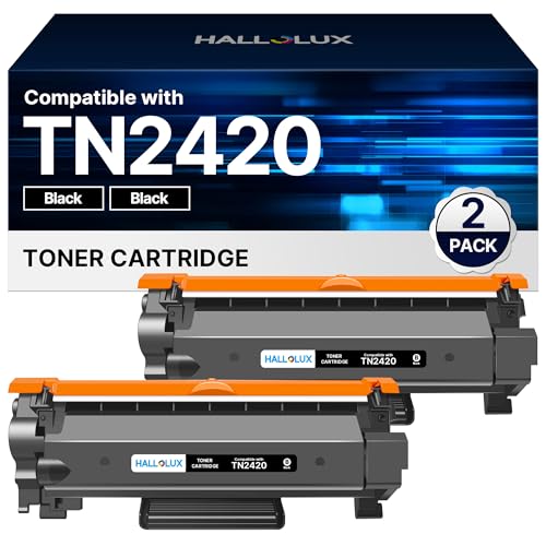 HALLOLUX TN2420 Toner, High Capacity, Up to 3000 Pages, Compatible for Brother TN2420 TN2410 TN-2420 TN-2410 Toner for Brother MFC-L2710DW L2710DN L2730DW L2750DW DCP-L2510D Toner (Black, 2-Pack)