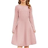 GRACE KARIN Girls Sweater Dress Long Sleeve Knit A Line Casual Midi Fall Winter Dresses 6-12 Years