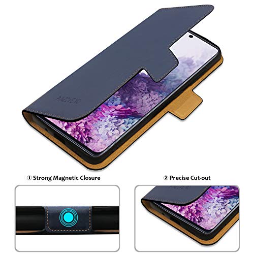 Pinzoveno Custodia per Samsung S20 FE, Cover a Libro per Galaxy S20 FE, Flip Case in Pelle PU Magnetica Portafoglio per Samsung Galaxy S20 FE 6,5 Pollici Blu