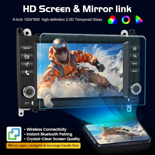 4+128GB Android Car Radio for Mercedes A/B/V Class & Sprinter W906 W169 W245 B200 Vito Viano W639 Aftermarket Radio Upgrade with CarPlay, Android Car, GPS, WiFi, Rear Camera