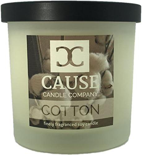 Cause Candle Co 100% Soy Wax Fresh Cotton Scented Candles. Best for Natural Aromatherapy, Stress Relief, Relaxation, Gift, or Home Fragrance. Clean Burn Glass Jar as Home Decor to Relax De-Stress