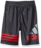 adidas Little Boys' Toddler Active Logo Shorts, Mercury Grey/Red, 2T