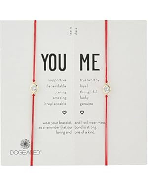 You & Me, Crystal on Red Cord Friendship Bracelet