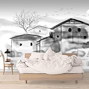 Wall Mural Traditional Chinese Ink and Wash Painting Removable Self-Adhesive Large Wallpaper - 66x96 inches