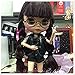 ICY Fortune Days Original Doll Clohtes Outfit, Striped T-Shirt(Black) and Short Dungarees(Black or Blue), Doll Dress Up for 1/6 12inch Blythe Doll or ICY Doll- Fortune Days