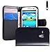 32nd Book Wallet PU Leather case Cover for Samsung Galaxy S3 Mini (S iii Mini) i8190 + Screen Protector, Cleaning Cloth and Touch Stylus - Black