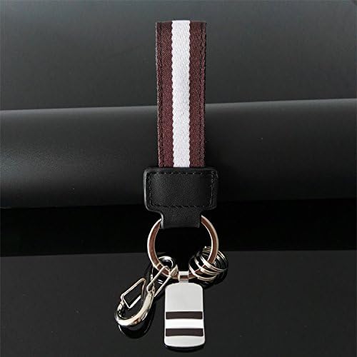 Reenfaya Cool Valet Key chain Lanyard(With 2 Key Rings) Wristlet KeyChain Key Holder For Men and Women,Luxury Golden Heavy Duty Metal Car Key chain Key Straps Fit Porsche Mercedes BMW VW Honda (Brown)