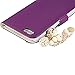 iPhone 6 Plus Case Wallet (5.5 Inch) - Mavis's Diary 3D Handmade Bling Crystal Love Heart Pendant Sparkle Rhinestone Diamond Flowers PU Leather with Card Holders Magnetic Flip Folio Cover (Purple)