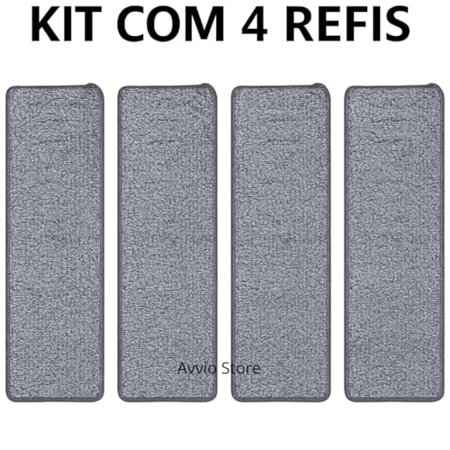 Kit 4 Refil Microfibra Mop Spray Mop Flat Rodo Reutilizável Lavável Limpeza Prática Casa Chão Utilidade Doméstica Premium