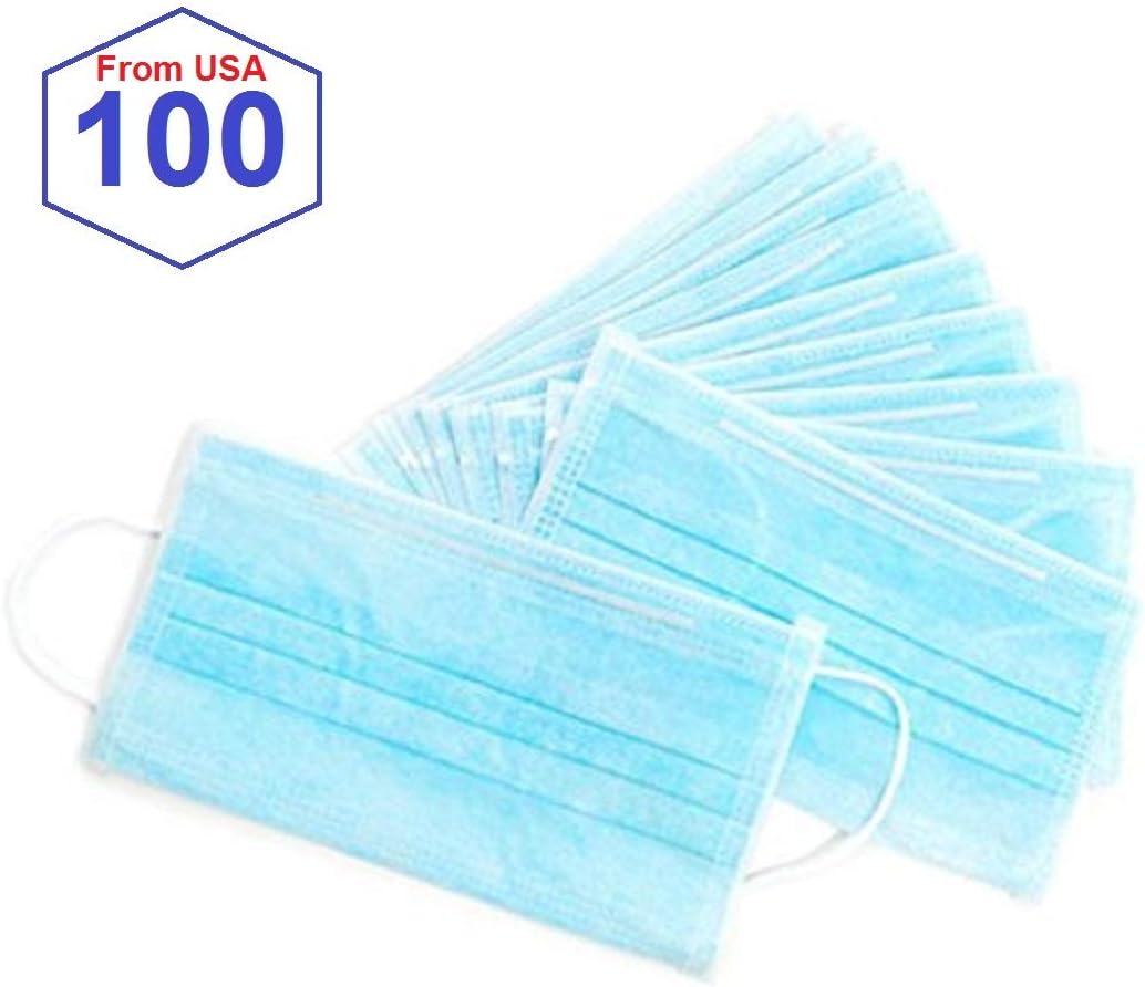 50/100/200 pcs Disposable Earloop Face Mask AntiSmog Ear Loop Mask Blue by SHG (100)