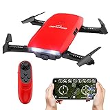 GoolRC T47 FPV Drone Foldable with Wifi Camera Live Video 2.4G 4 Channel 6 Axis Gravity Sensor Mode Altitude Hold RC Foldable Selfie Pocket Drone APP Control RTF