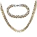BodyJ4You Men's Stainless Steel Bracelet Necklace Link Byzantine Chain Set Two-tone with Gift Box