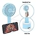 vatemax Mini Handheld Fan, Rechargeable 2600mAh Personal Fan 3 Speeds Portable Fan Strong Airflow Desktop Fan with Base Plus 6ft USB Cable for Home,Office,Travel,Disney,Football Game Use (Blue)