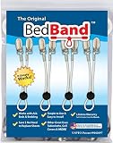 Bed Band White Not Made in China. 100% USA Worker Assembled. Bed Sheet Holder, Gripper, Suspender and Strap. Smooth Any Sheets on Any Bed. Sleep Better. Patented.