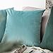 MIULEE Velvet Soft Soild Decorative Square Throw Pillow Cover Cushion Case for Sofa Bedroom Car 24 x 24 Inch 60 x 60 Cm Aqua Green