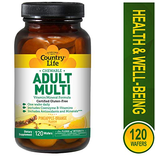 Country Life Chewable Adult Multi - with Antioxidants and Activated B Vitamins - 120 Wafers (Best Multi B Vitamin)