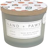Sand + Paws Scented Candle - Apple Cider - Additional Scents and Sizes –Luxurious Air Freshening Jar Candles Neutralize pet Odors and Enhance Home décor – 100% Cotton Lead-Free Wicks - 12 oz