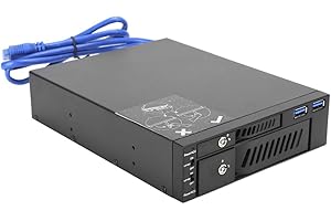 SUNGOOYUE Dual Bay Hard Drive Dock, USB 3.0 Desktop 5.25 Inch Mobile Rack for 2.5/3. HDD SSD with Independent Switch Control,
