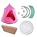 TopEva Waterproof Hanging Tree&Ceiling Hammock Tent Kids Sky Castle Paradise with Led Decoration Lights (Pink)