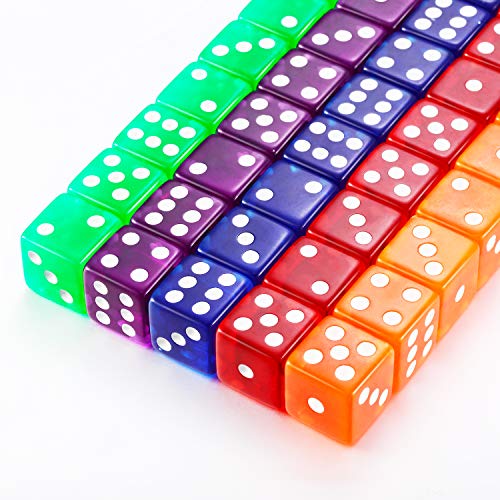 image for Blulu 6-Sided Games Dice Set, Colored Dice with Black Velvet Pouches f