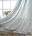 MIUCO Moroccan Embroidered Semi Sheer Curtains Linen Look Grommet Window Curtains for Bedroom 52 x 95 Inch 2 Panels, Sea Foam