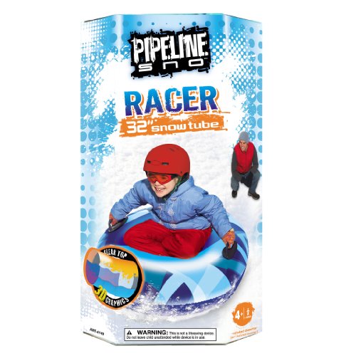 Pipeline Sno RACER Inflatable 1 Person Snow Tube with 2 Grip Handles and Repair Kit, 32” Inch Diameter - Thumbnail 2