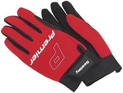 Sealey MG796XL Mechanic's Gloves Padded Palm - Extra Large , Red, Red/Black