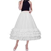 YULUOSHA Women Crinoline Petticoat Hoop Skirt Ball Gown Ruffled Layered Lolita Underskirt for Wedding Cosplay Victorian Dress