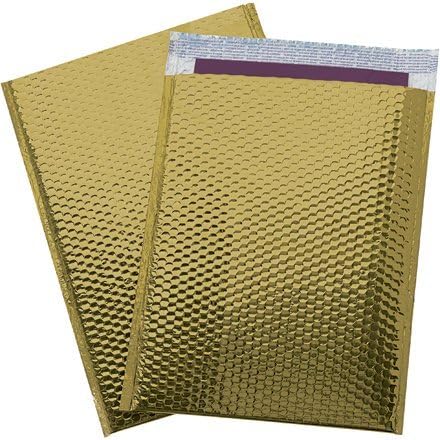 100 #2 Glamour Gold Bright and Shiny Metallic Exterior Padded Bubble Mailers Envelopes Self Sealing Bags 8.5x12
