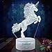 Unicorn Gift 3D Night Light for Kids Christmas Valentines Day Horse Gifts Led 3D Illusion Lamps Birthday Gifts for Girls Home Decor Office Bedroom Party Decorations 7 Color Crackle White Base