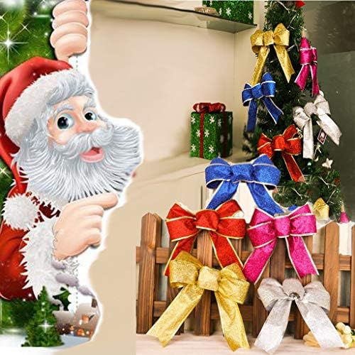 Large Pull Bows, Christmas Tree Bows Ribbon Bows Ornaments for Christmas Tree Hanging Decoration and Party Wall, Gift Wraps, Christmas Trees, Wedding and Doors (Gold)