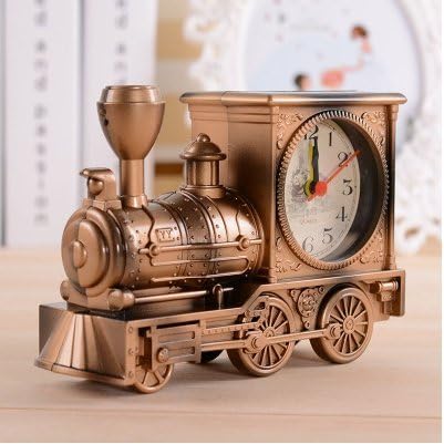 Restore Ancient Ways Creativity Children Bedroom Furnishing Articles Steam Locomotive Model Small Alarm Clock (tan)