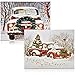 Christmas Lighted LED Canvas Wall Art Set of 2 Led Fiber Optic Lights Winter Holiday Scene Large 17