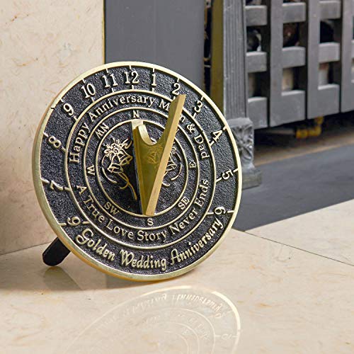 The Metal Foundry Personalized 50th Golden Wedding Anniversary Sundial Gift Idea is A Great Present for Him, for Her Or for A Couple to Celebrate 50 Years of Marriage - Thumbnail 3