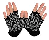 Mato & Hash Yoga Pilates Fingerless Exercise Grip Gloves - Black/Grey