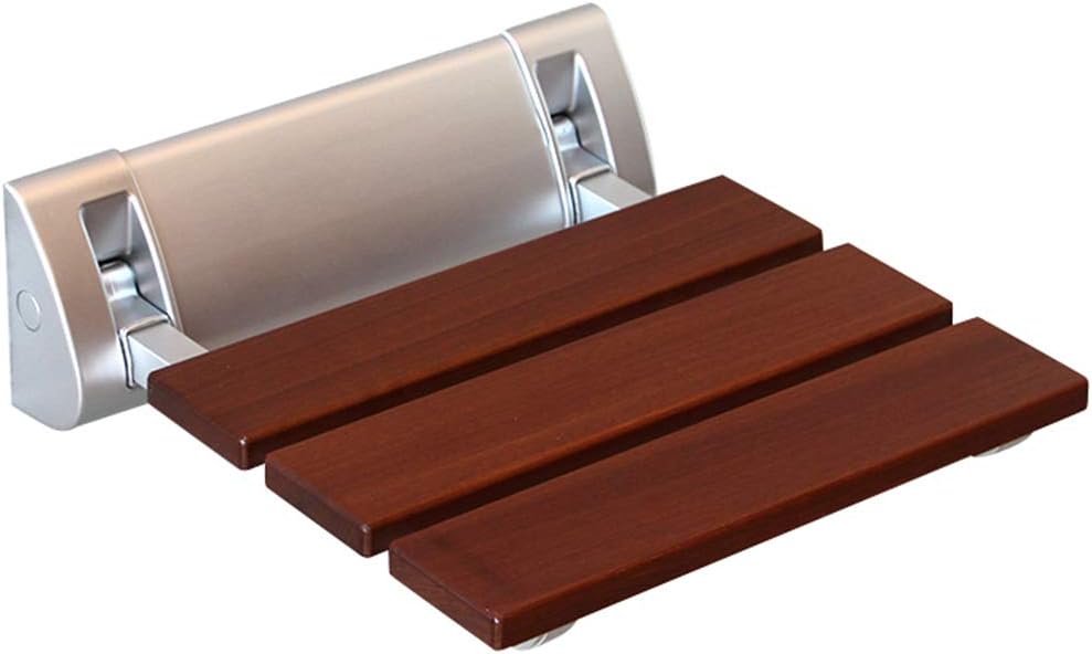 WJbath Folding Shower Seat Bench, Clear Coated for Protection And Premium Smooth Finish, Medical Wall Mount Foldable Fold Up Chair Bathroom Stool Foldaway Shower Seating Teak Wood Modern