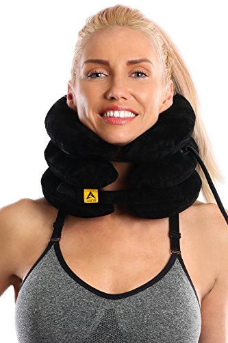 Agon Cervical Neck Brace Traction Support Device for Neck Back Head & Shoulder Pain Inflatable Neck Pillow with Adjustable Size Bigger Pump Extended Strap