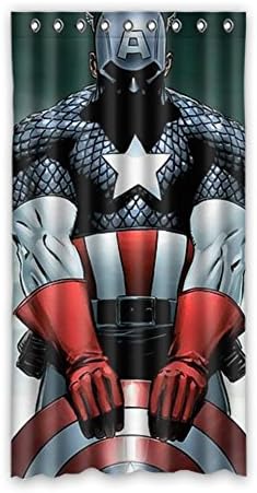 JIUDUIDDODO Custom Durabl Marvel Superhero Captain America Polyester Fabric Window Curtain Size 50"x 96"(One Piece)