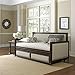 Grandover Wood Daybed with Cream Upholstered Panels and Roll Out Trundle Drawer, Espresso Finish, Twin