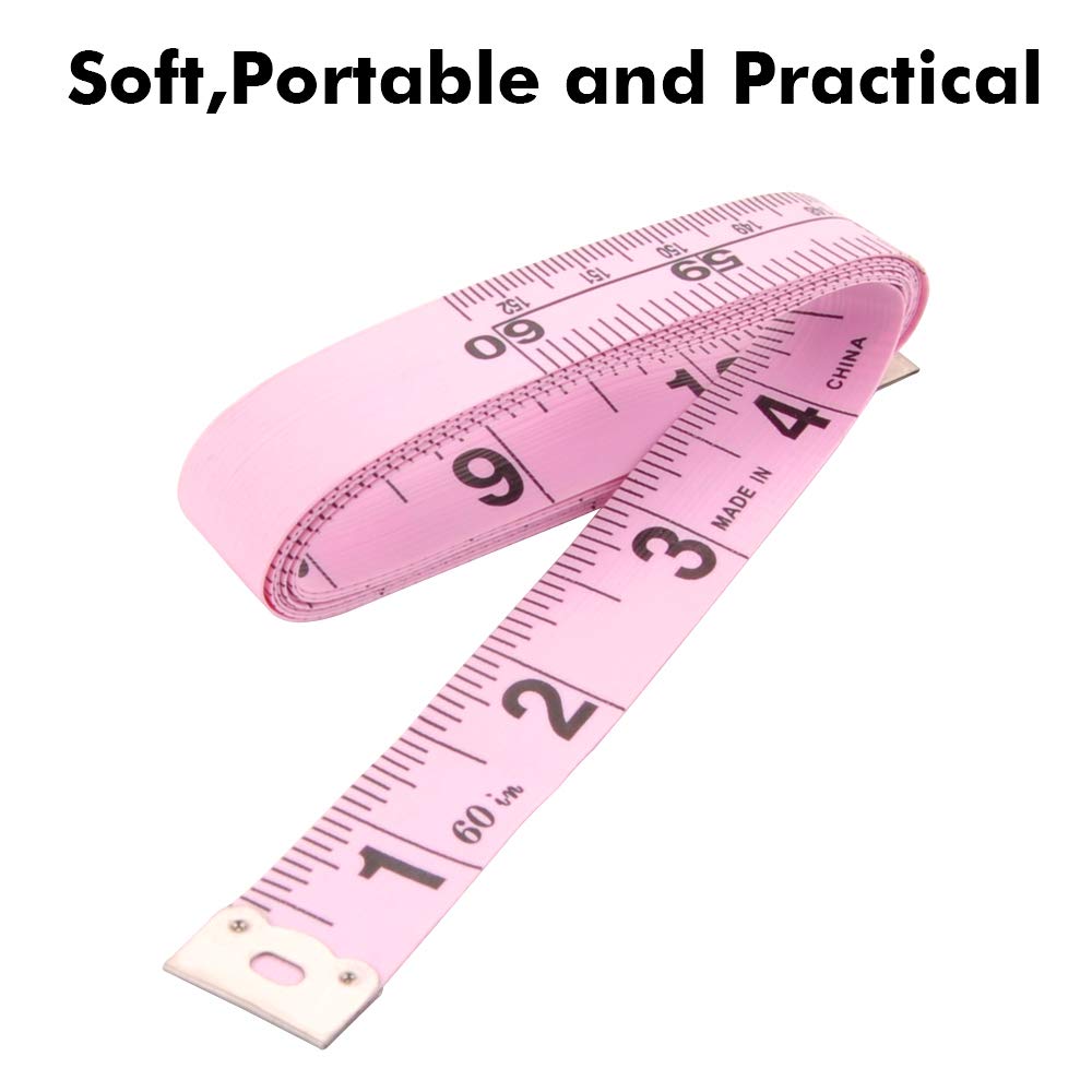 2PCS Measuring Tape for Body,Soft Tape Measure for Body Sewing Fabric Tailor Cloth Craft Measurement，60 Inch/1.5M Retractable Dual Sided Measure Tape Set (Pink)
