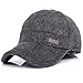YAKER Men's Winter Warm Woolen Peaked Baseball Cap Hat with Earmuffs Metal Buckle (Grey)