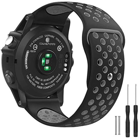 HMJ Band Soft Silicone Sport Watch Band Replacement Wristband Strap Compatible with Garmin Fenix 3 / Fenix 3 HR/Fenix 5X/5X Plus D2 Delta PX/DescentSmart Watch
