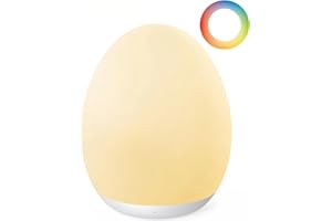 JolyWell Night Light for Kids, Baby Night Light with 7 Colors Changing Mode & Stepless Dimming, Nursery Night Light BPA Free,Rechargeable Egg Night Light for Breastfeeding 1h Timer & Touch Control