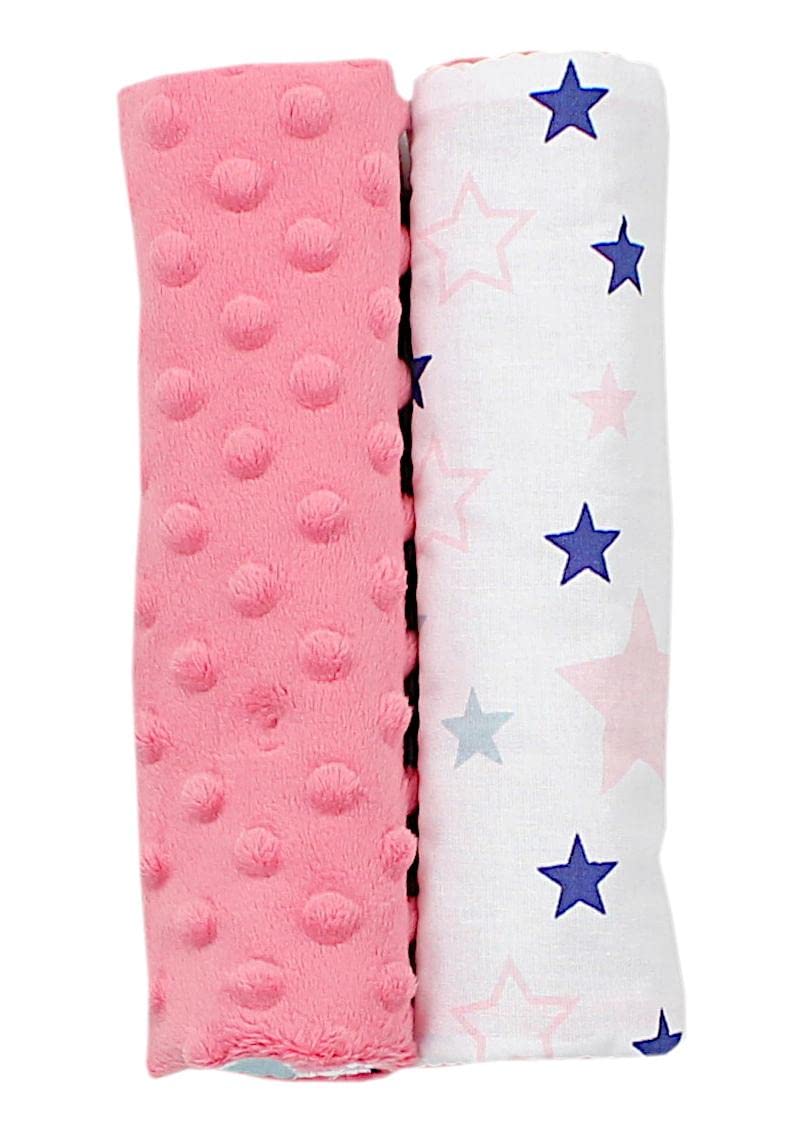 TupTam Children's Seat Belt Cover Neck Pad - Pack of 2, Coral/Stars Pink White
