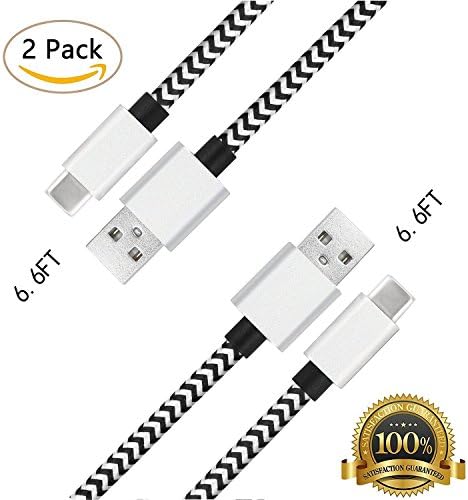 USB Type C Cable-Roseking (2PACK-6.6FT/2M)USB2.0 A to C Data Sync and Charge 20AWG Cord for Samsung GALAXY S8,Nexus 6p, Lumia950XL,Huawei P10, Nintendo Switch, Chromebook Pixel and More (White)