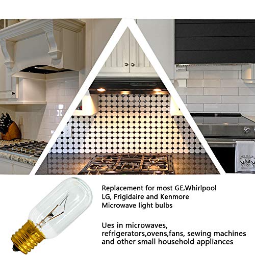 6 Pack E17 40W Microwave Bulb,T8 Tubular High Temp Resistance Incandescent Light Bulb for or Most Ge and Whirlpool Microwave Oven
