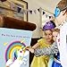 AerWo Large Pin The Horn on the Unicorn Party Game, Rainbow Unicorn Party Games with 24 Sticker Horns and Eye Mask for Kids Birthday Party Decorations, Unicorn Party Supplies