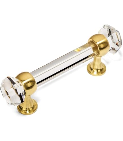 Cosmas Brushed Brass & Clear Glass Cabinet Knob #5268BB-C – Single, Modern Style